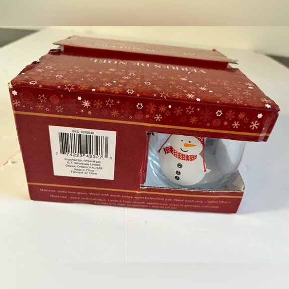 Set of 4 Christmas Glass Tumblers - Snowman Design, Gold Rim - Picture 2 of 12
